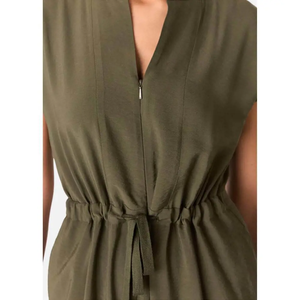 Whistles Khaki Sleeveless Drawstring Jumpsuit